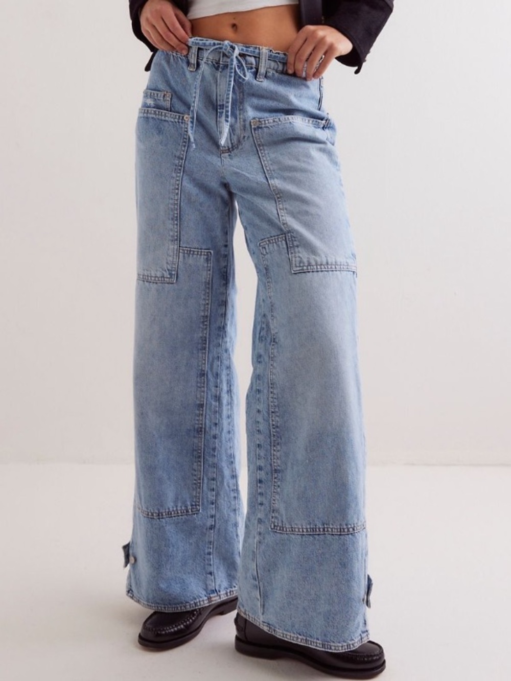 We the free CRVY Outlaw Wide-Leg Jeans black